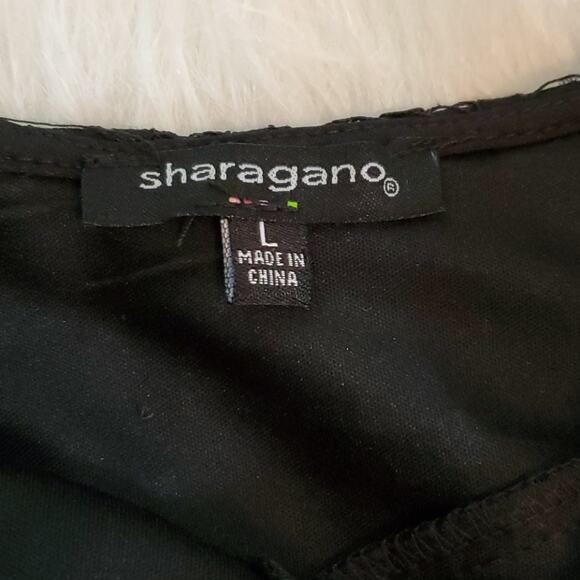 $118 Sharagano Large Black Lace Elbow Sleeve Sheath Dress NWT - Picture 4 of 9